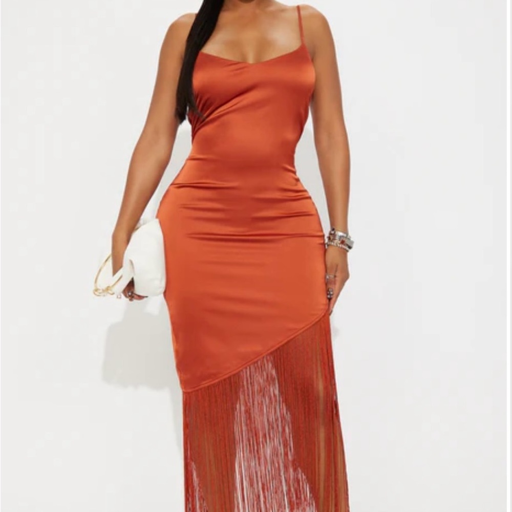 Fashion Nova Orange Fringe Dress